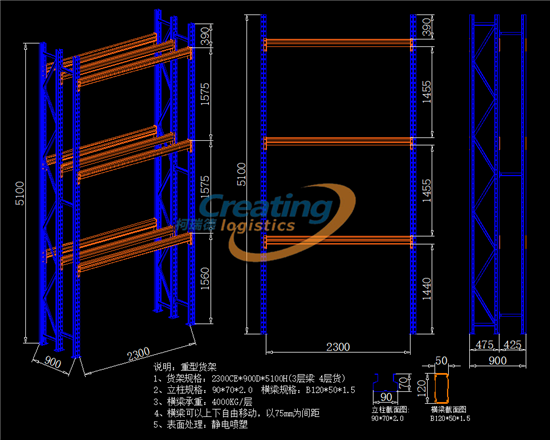 承重4噸，立柱2.0mm